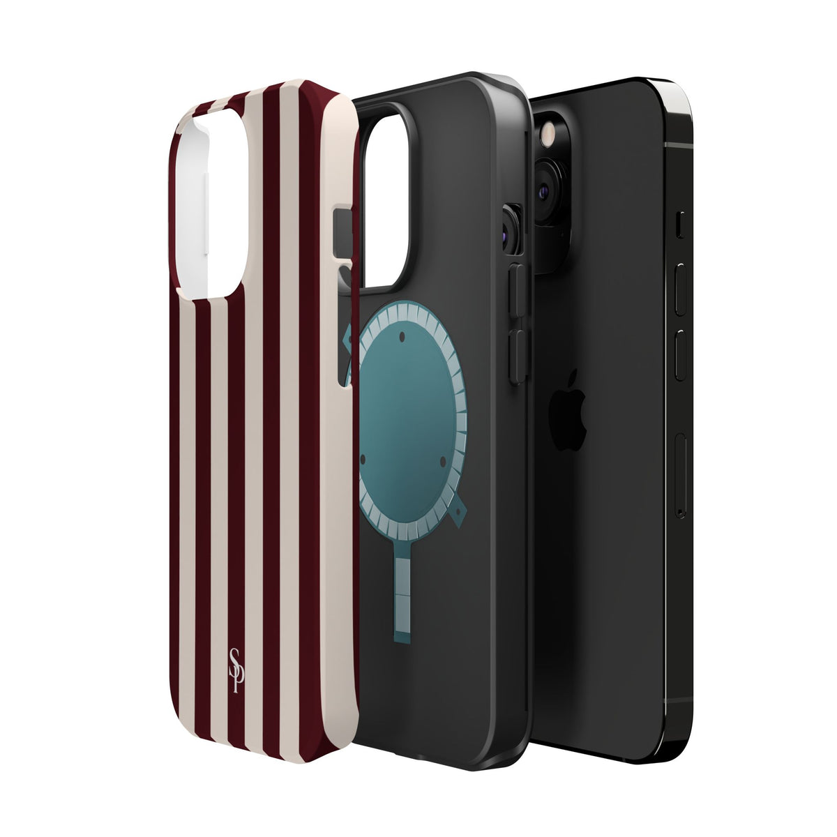 Burgundy Striped Magnetic Phone Case