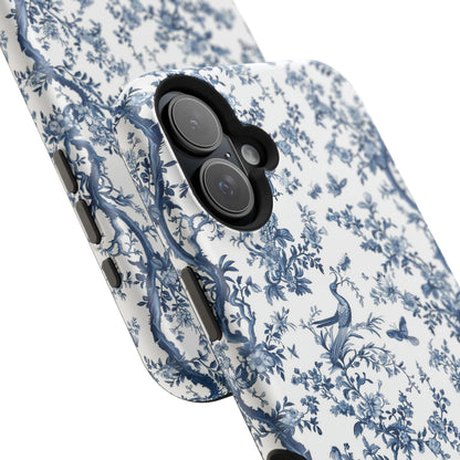 Blue Botanical Impact-Resistant Phone Case