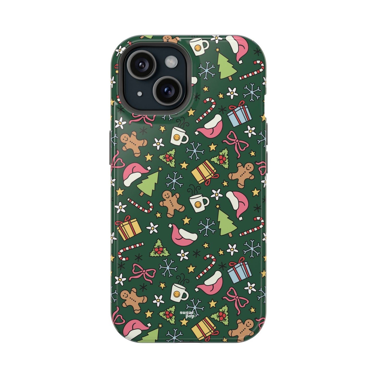 Green Festive Holiday Phone Case - Impact-Resistant Design for Christmas Cheer