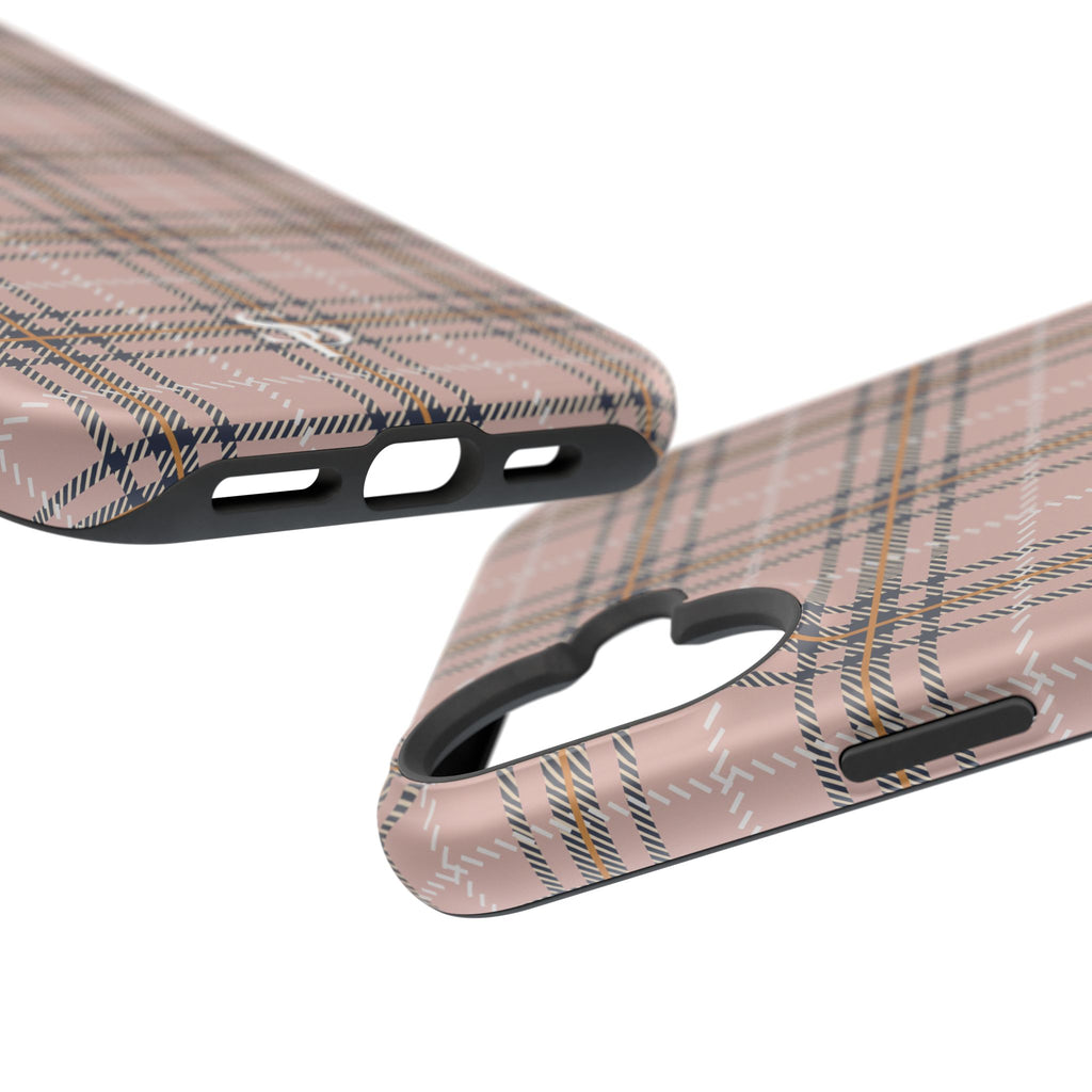 Pink Plaid Magnetic Impact-Resistant Phone Case