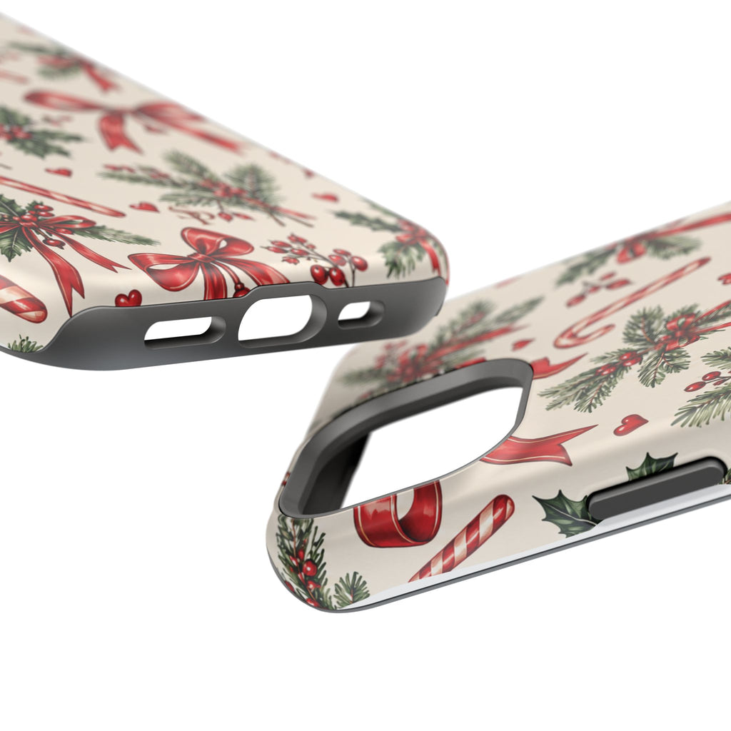 Christmas Candy Cane & Bow Magnetic Phone Case