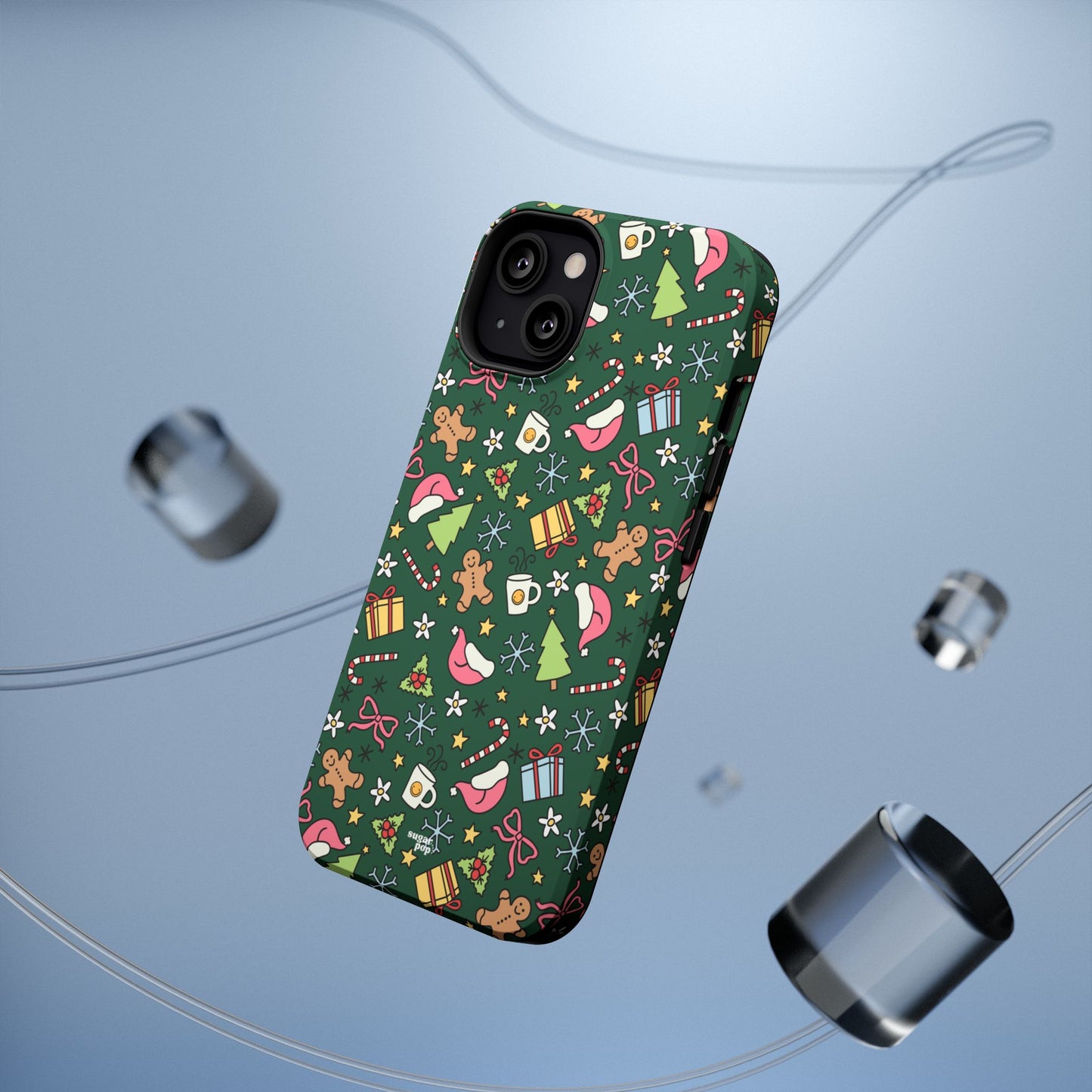 Green Festive Holiday Phone Case - Impact-Resistant Design for Christmas Cheer