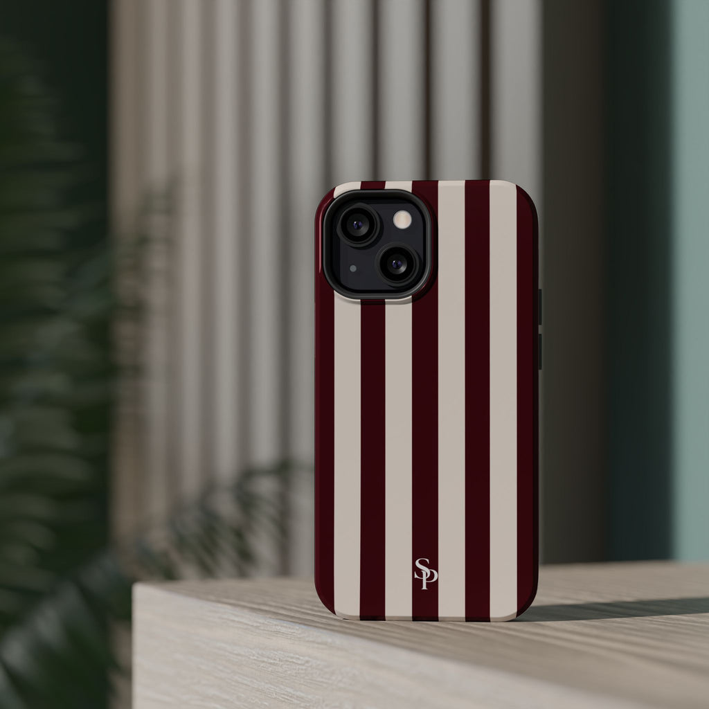 Burgundy Striped Magnetic Phone Case