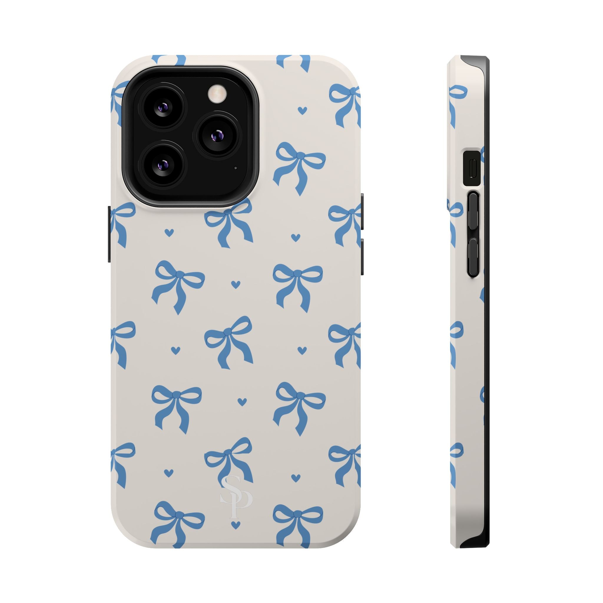 Blue Bow with Small Blue Hearts Magnetic Tough Case