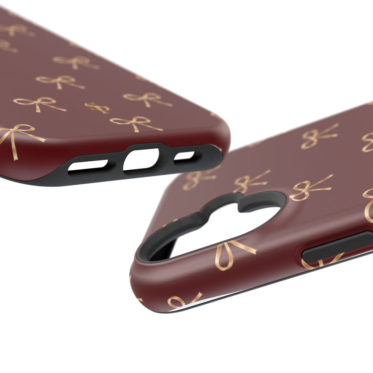 Burgundy Festive Gold Bow Magnetic Phone Case