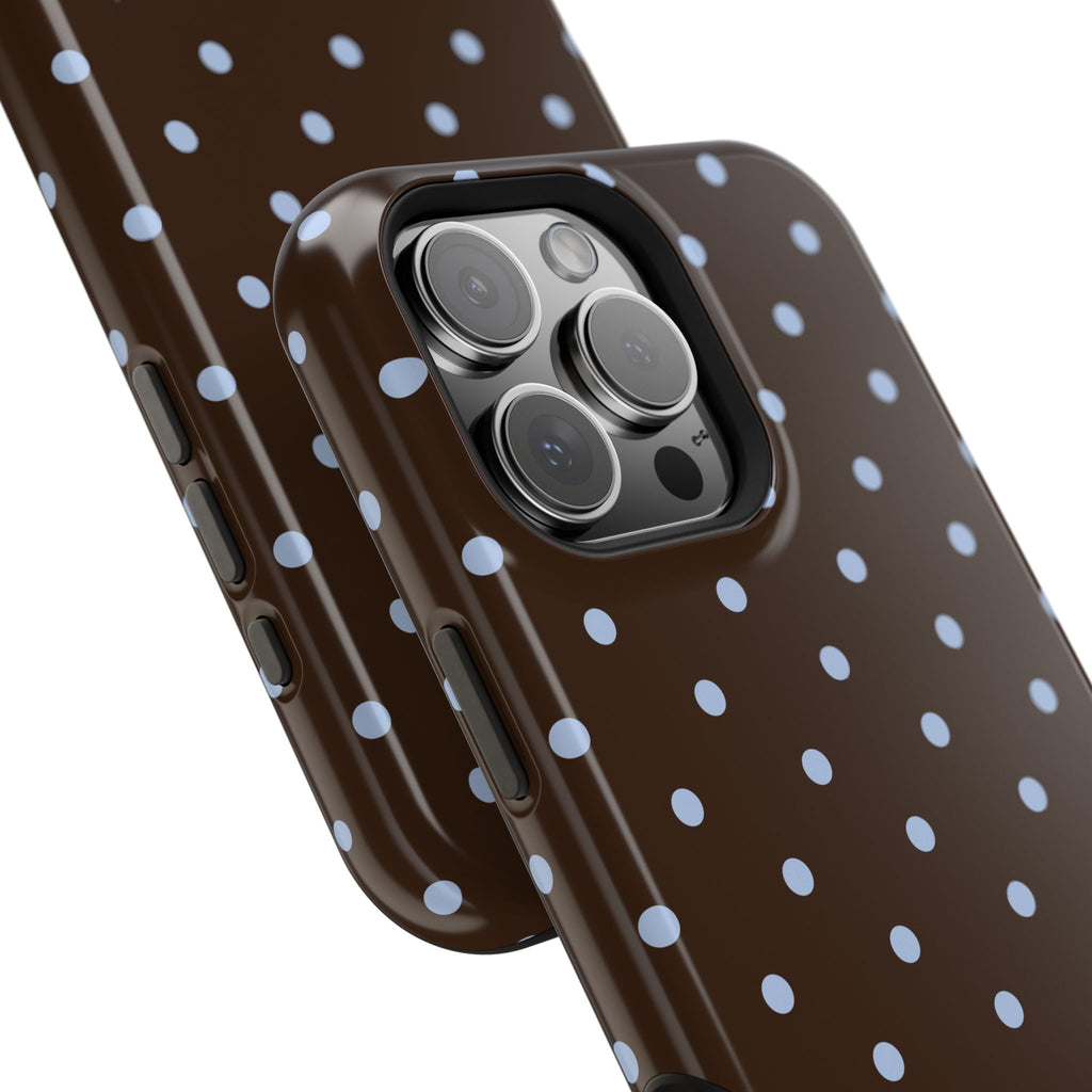 Brown & Light Blue Polka Dot Magnetic Phone Case