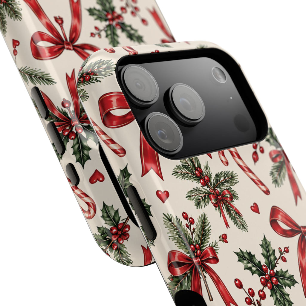 Christmas Candy Cane & Bow Magnetic Phone Case