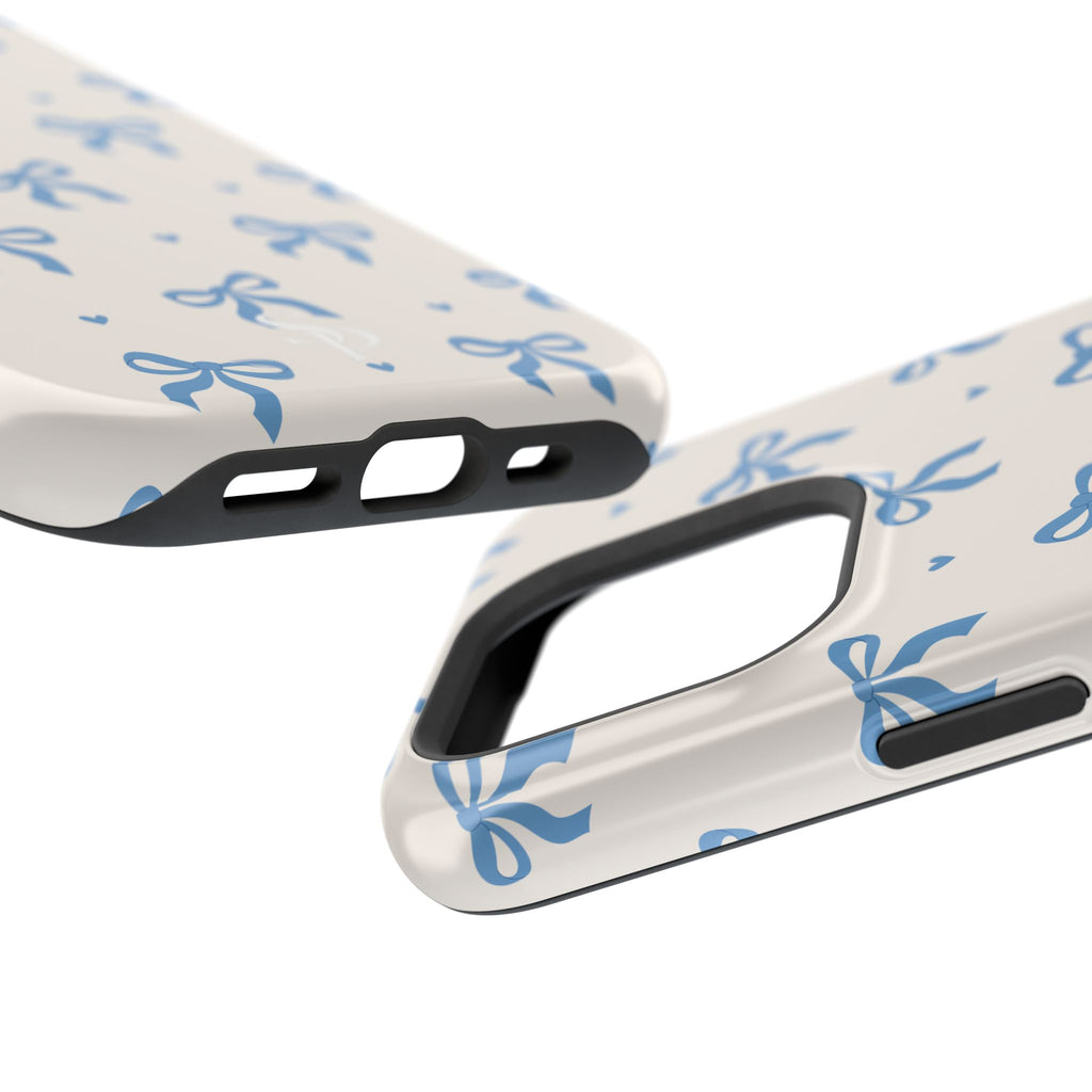 Blue Bow with Small Blue Hearts Magnetic Tough Case