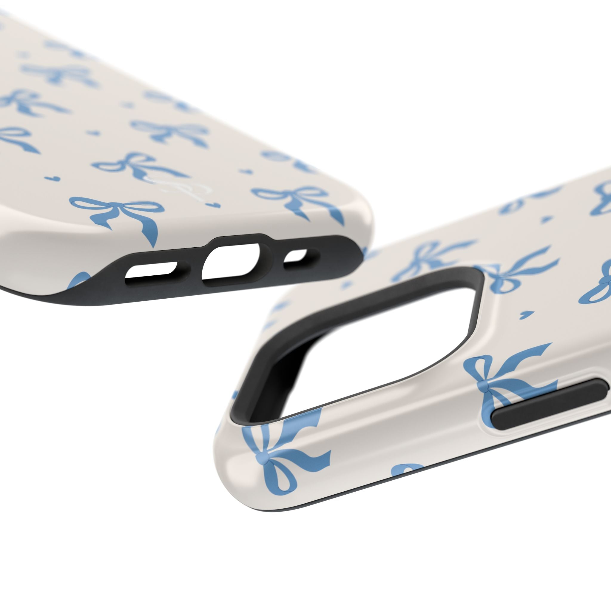 Blue Bow with Small Blue Hearts Magnetic Tough Case