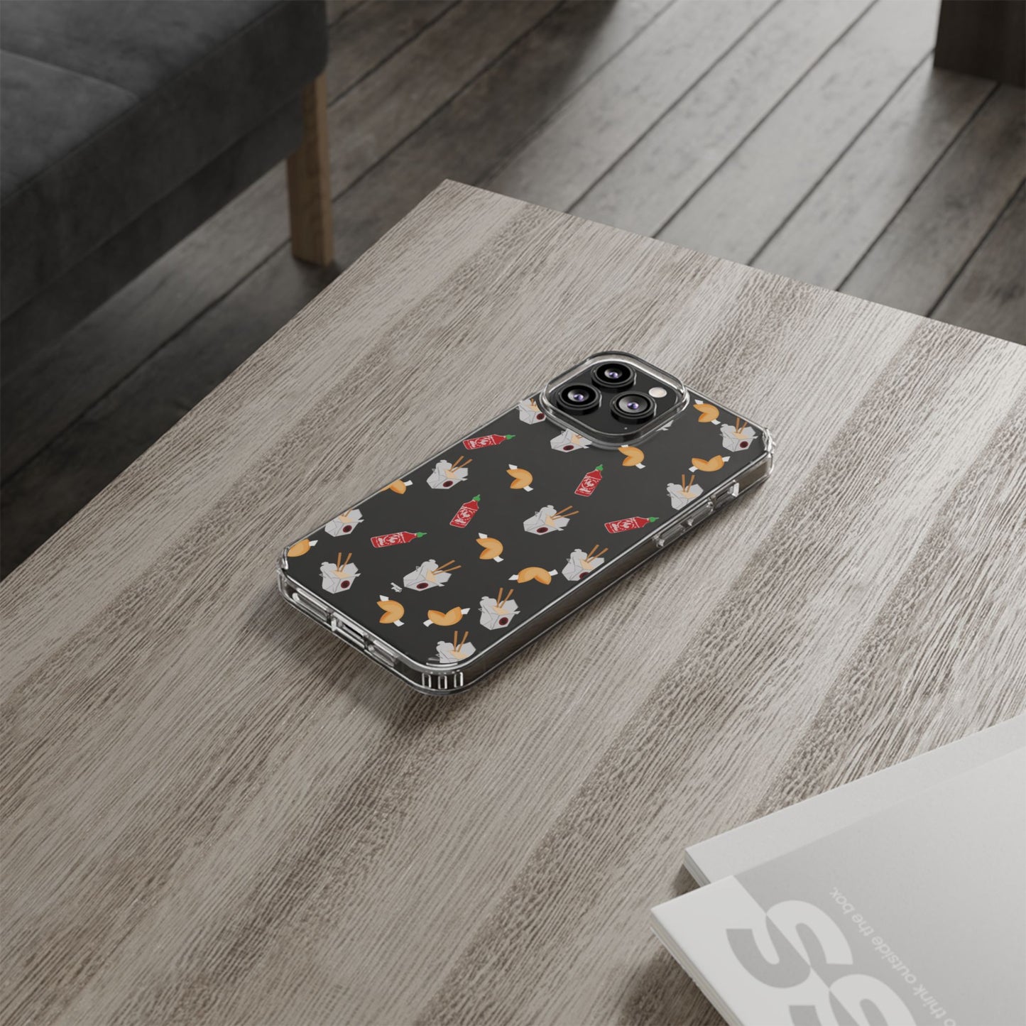 Take Out Food Pattern Clear Phone Case for Food Lovers