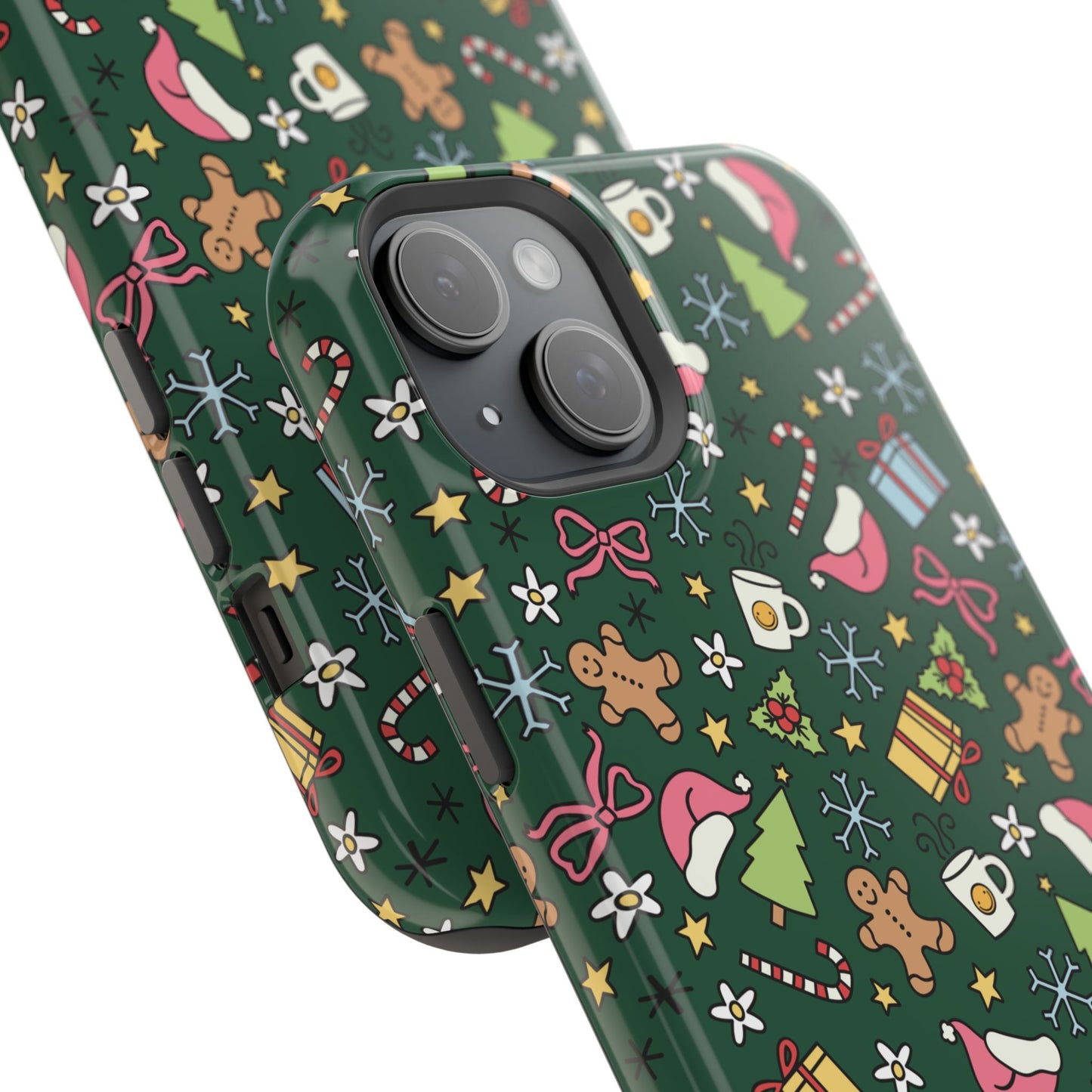 Green Festive Holiday Phone Case - Impact-Resistant Design for Christmas Cheer