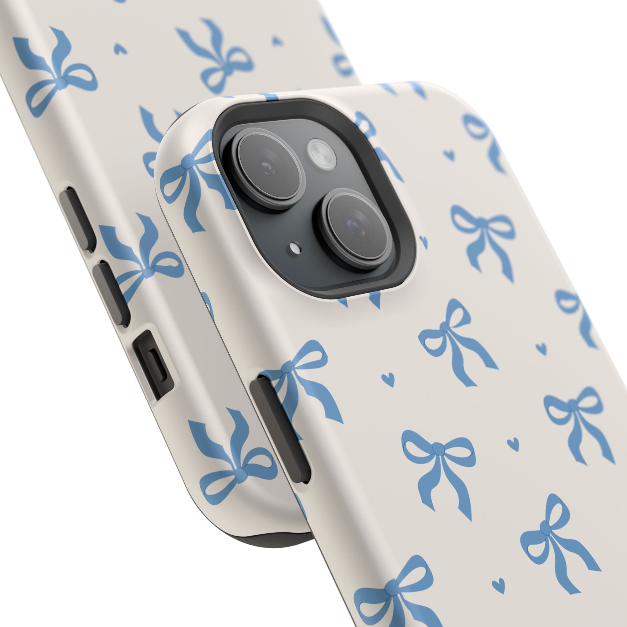 Blue Bow with Small Blue Hearts Magnetic Tough Case