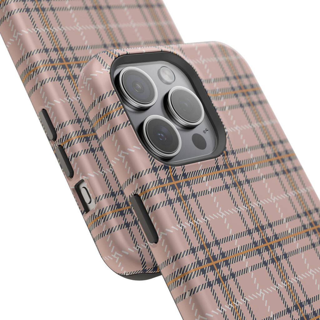 Pink Plaid Magnetic Impact-Resistant Phone Case