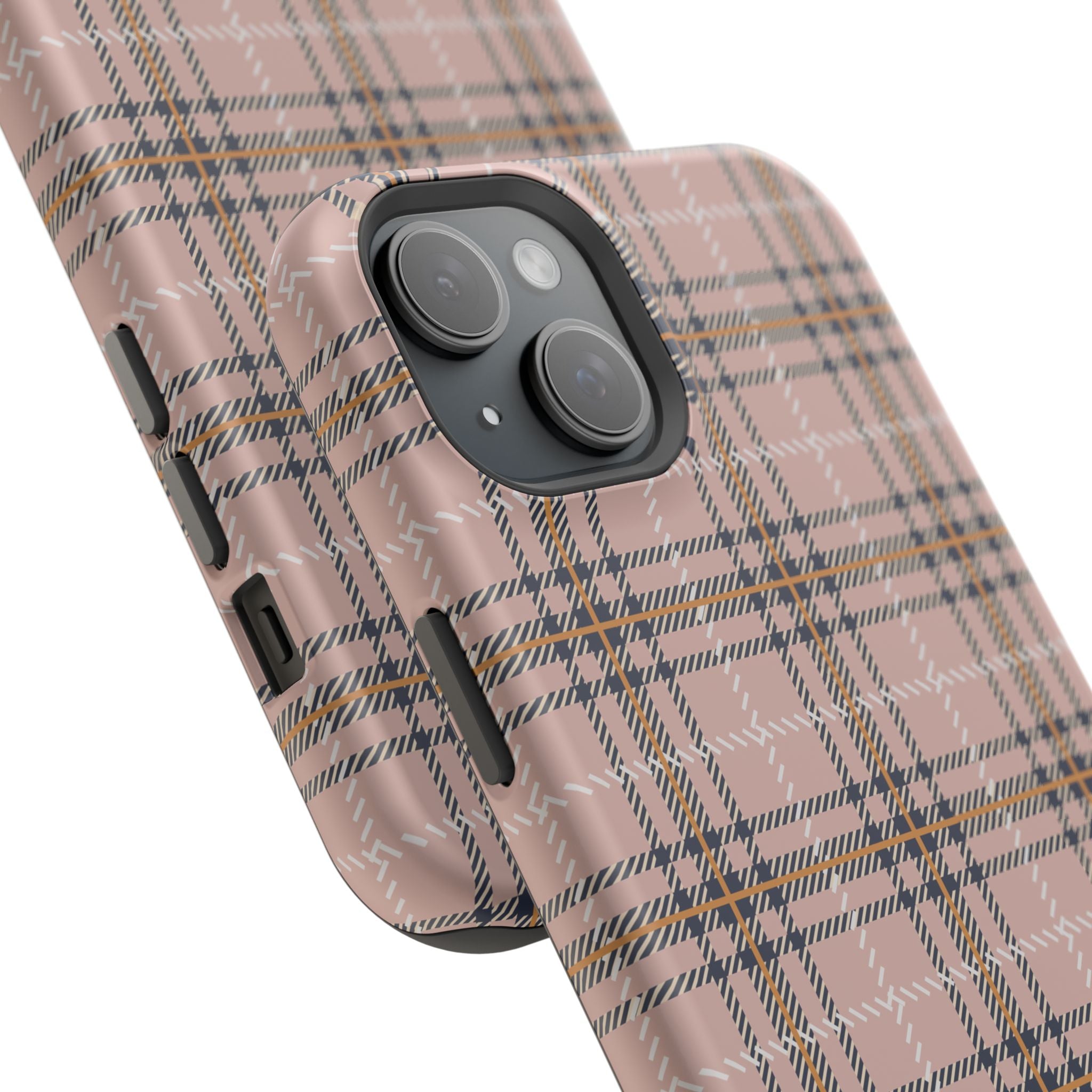Pink Plaid Magnetic Impact-Resistant Phone Case