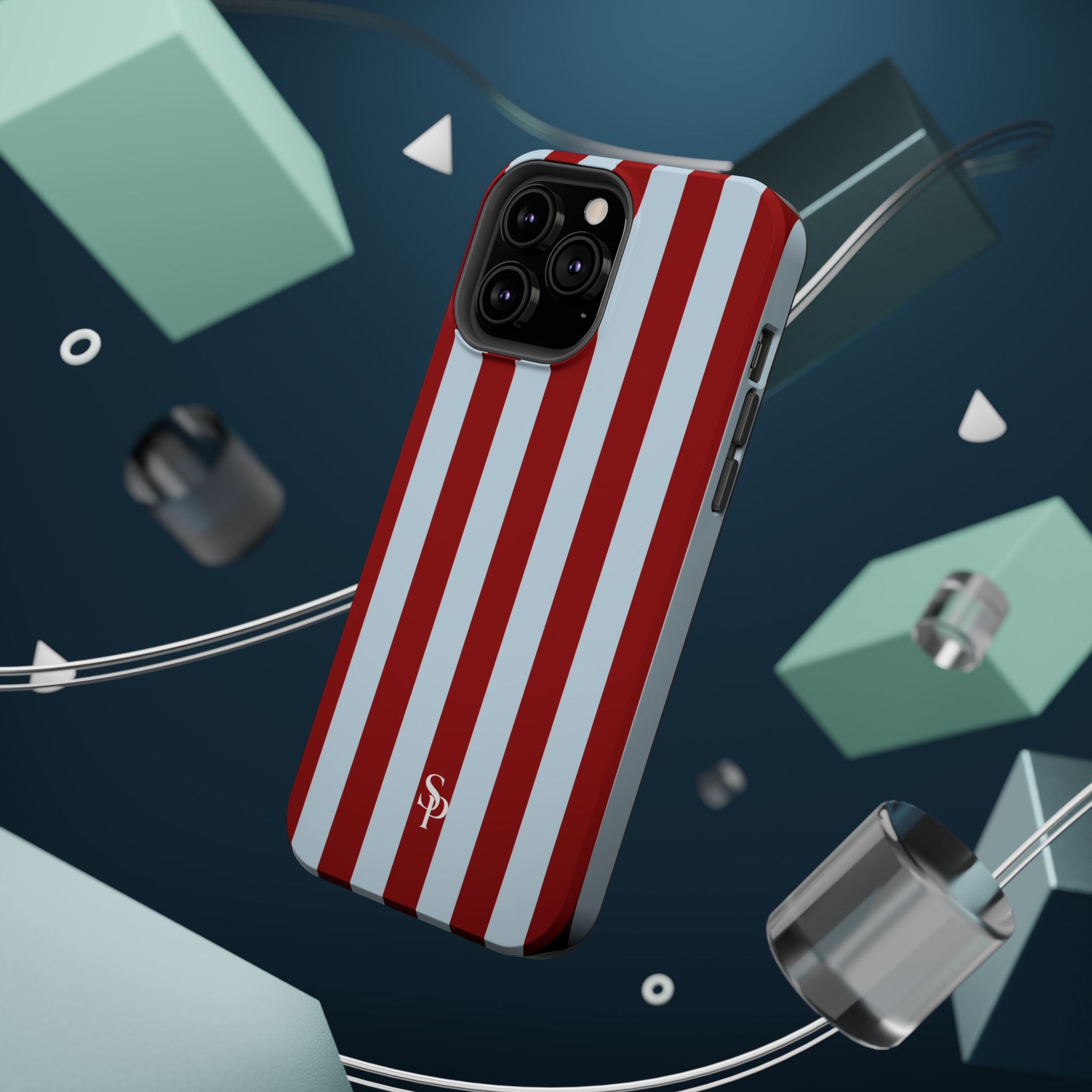 Red & Light Blue Vertical Stripe Magnetic Impact-Resistant Phone Case