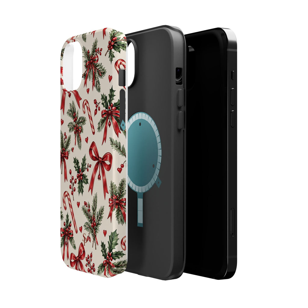 Christmas Candy Cane & Bow Magnetic Phone Case