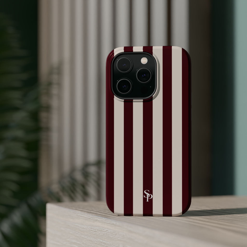 Burgundy Striped Magnetic Phone Case