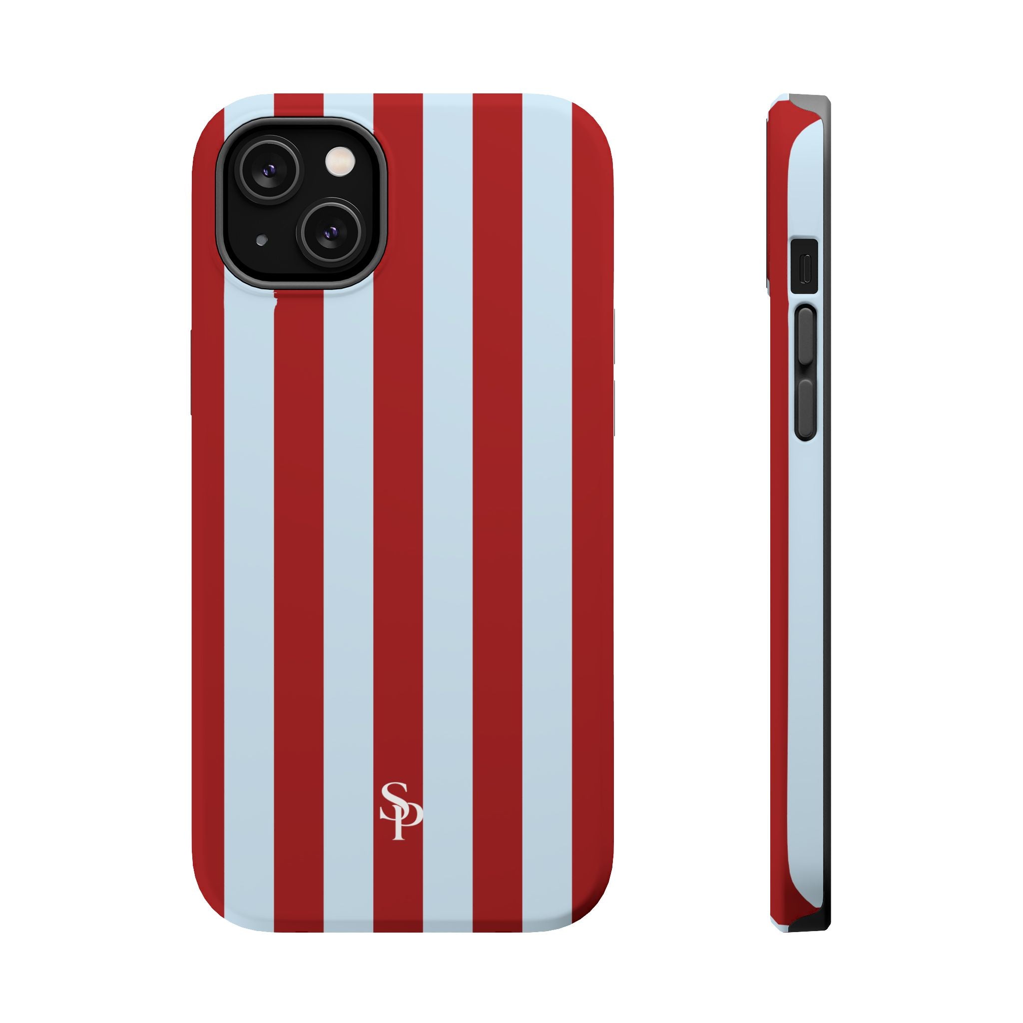 Red & Light Blue Vertical Stripe Magnetic Impact-Resistant Phone Case
