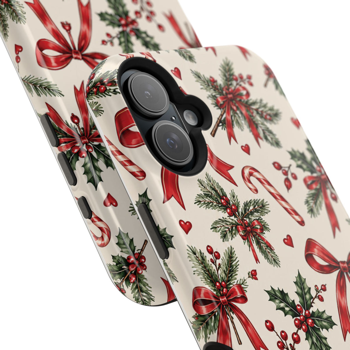 Christmas Candy Cane & Bow Magnetic Phone Case
