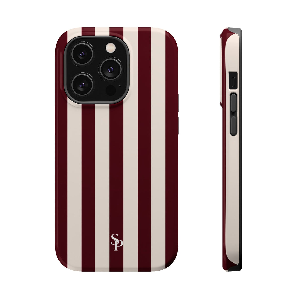 Burgundy Striped Magnetic Phone Case