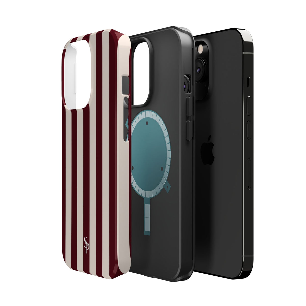 Burgundy Striped Magnetic Phone Case