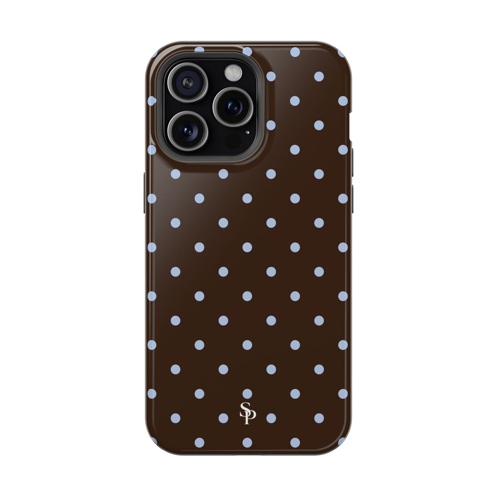 Brown & Light Blue Polka Dot Magnetic Phone Case
