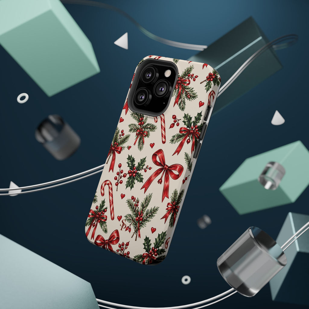 Christmas Candy Cane & Bow Magnetic Phone Case