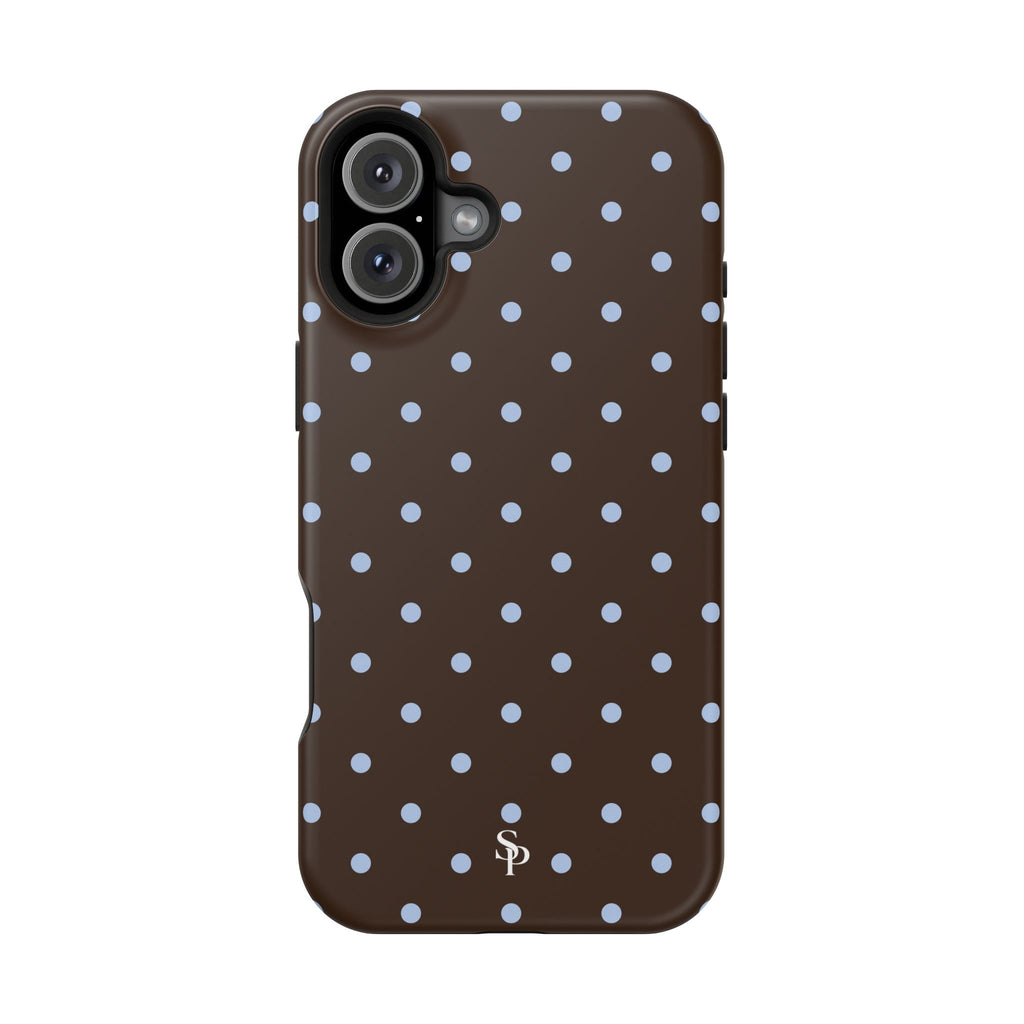 Brown & Light Blue Polka Dot Magnetic Phone Case