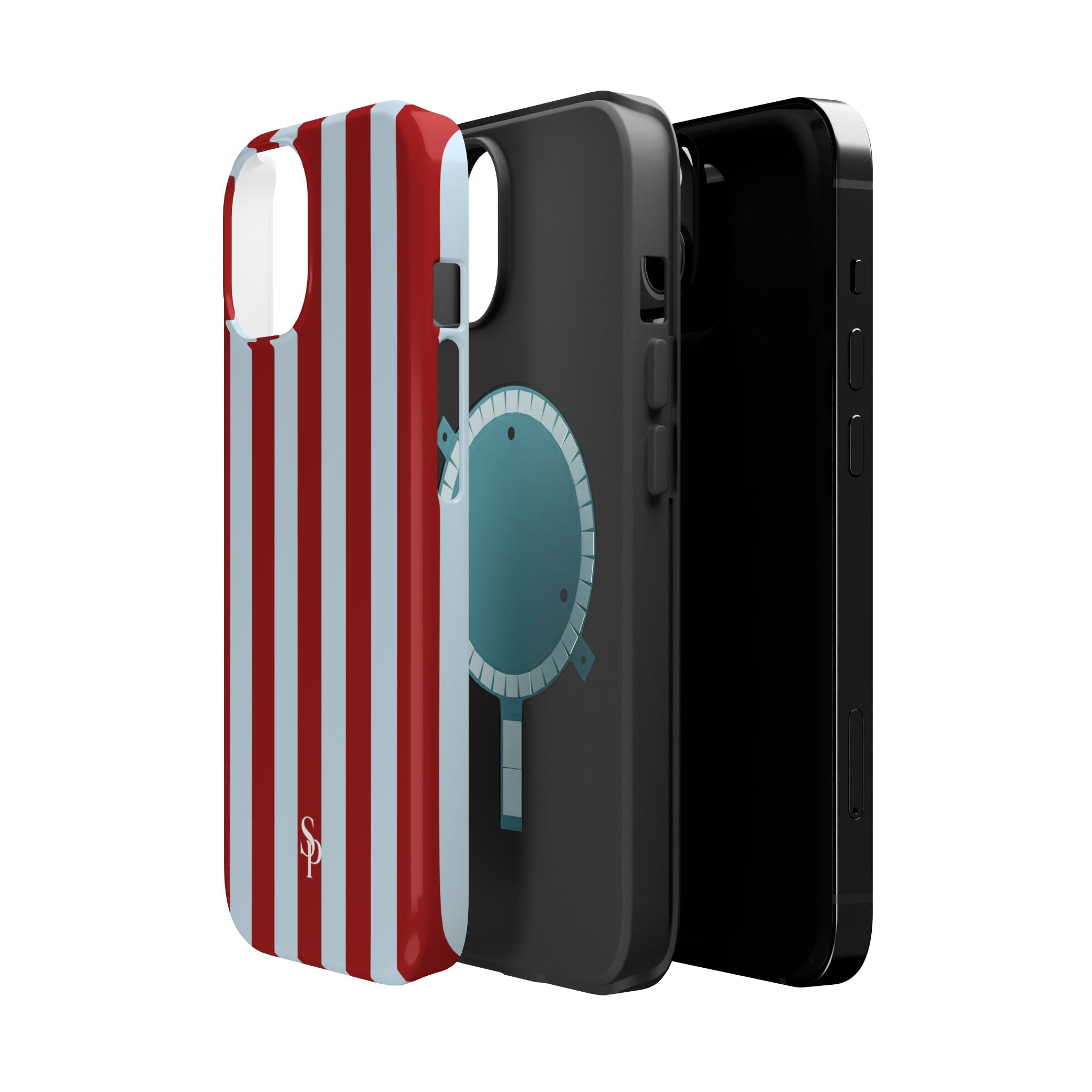 Red & Light Blue Vertical Stripe Magnetic Impact-Resistant Phone Case