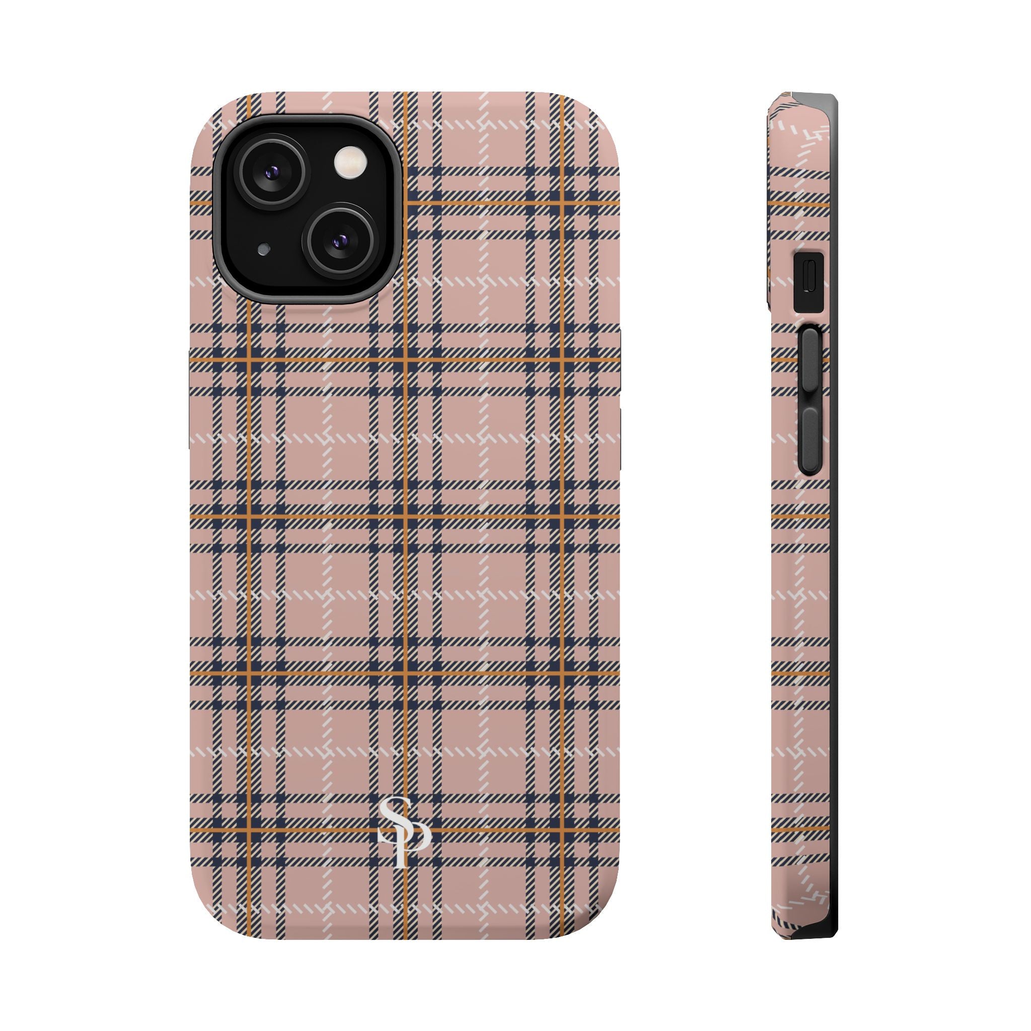 Pink Plaid Magnetic Impact-Resistant Phone Case