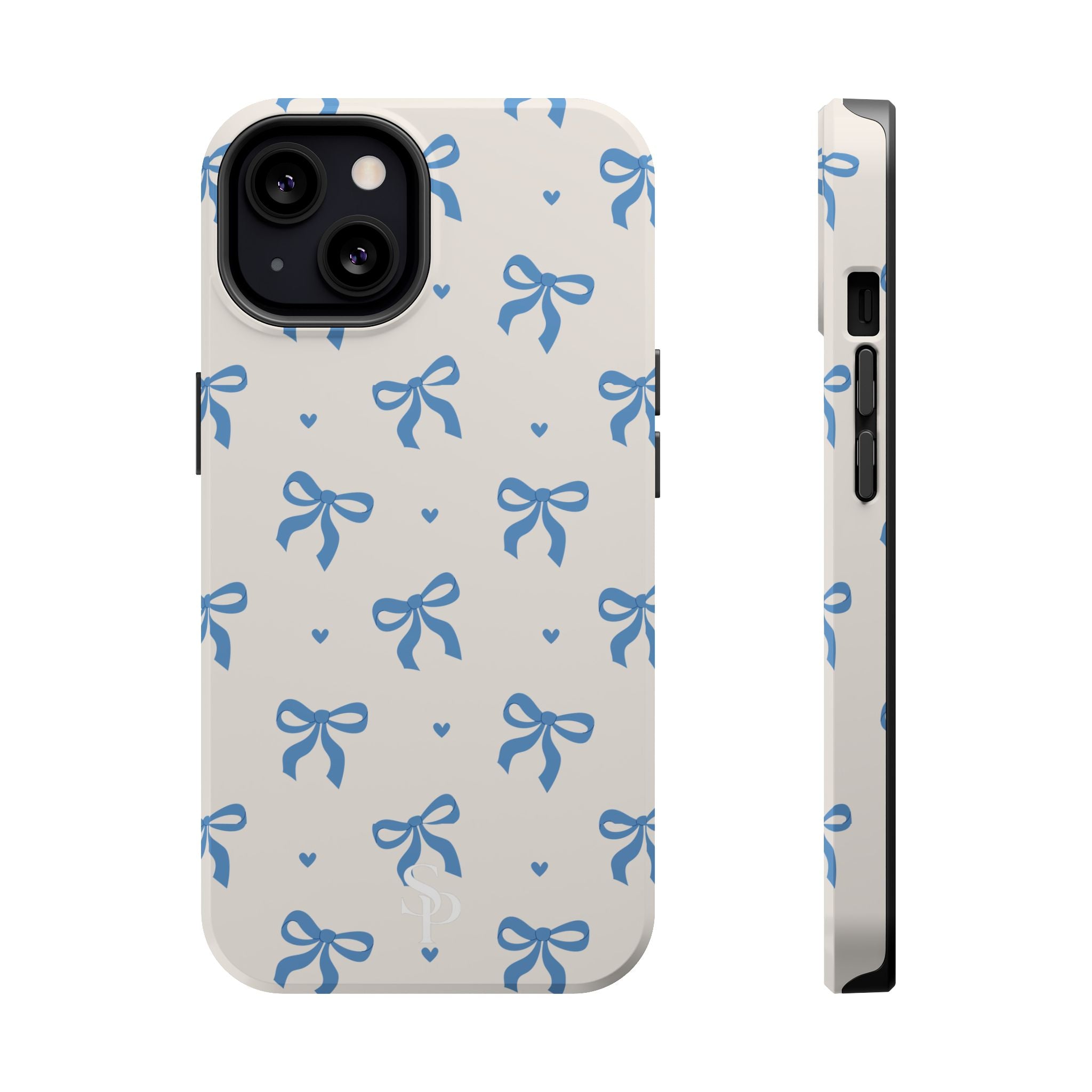 Blue Bow with Small Blue Hearts Magnetic Tough Case