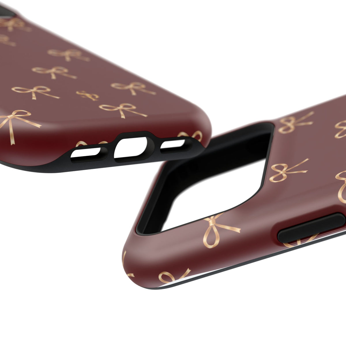 Burgundy Festive Gold Bow Magnetic Phone Case