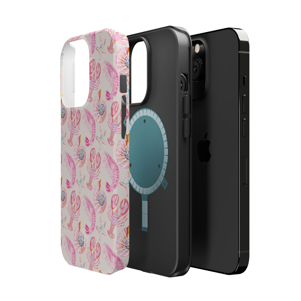 Pink Coastal Shell & Lobster Magnetic Impact-Resistant Phone Case