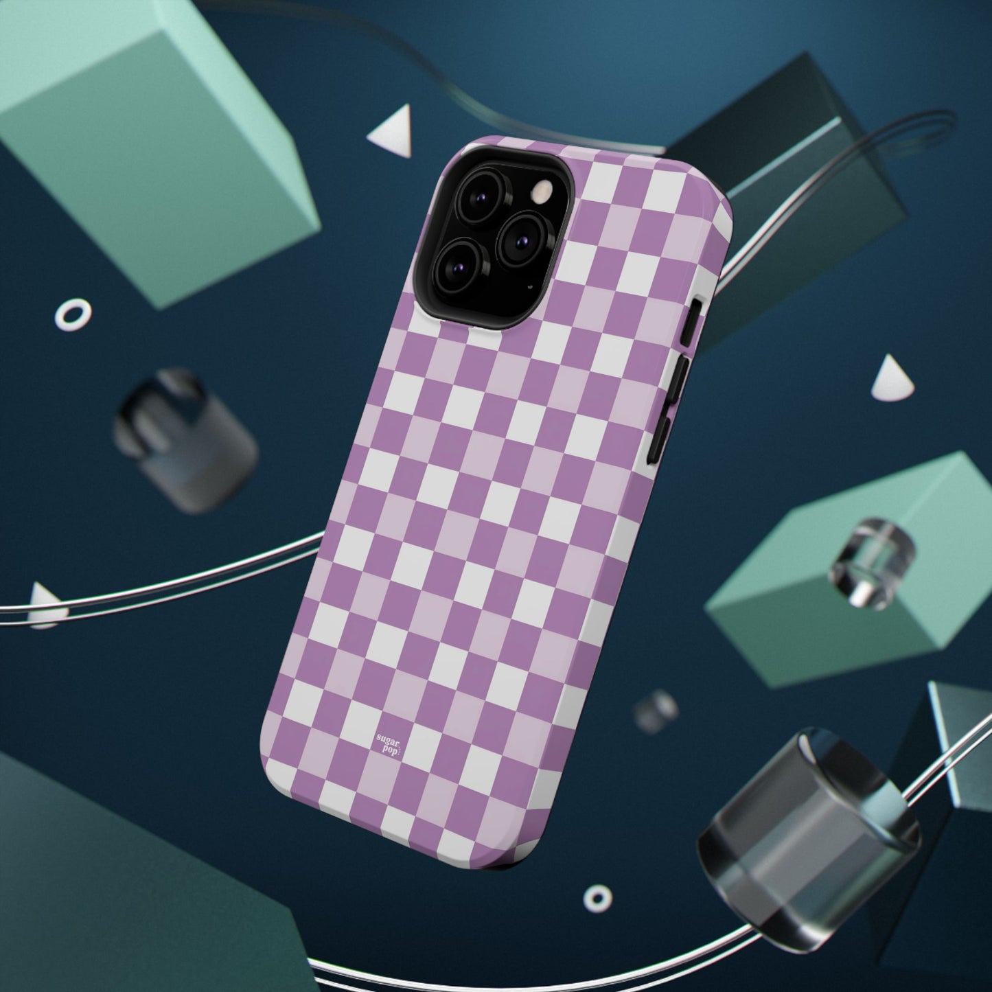 Purple Checkerboard Impact-Resistant Phone Case