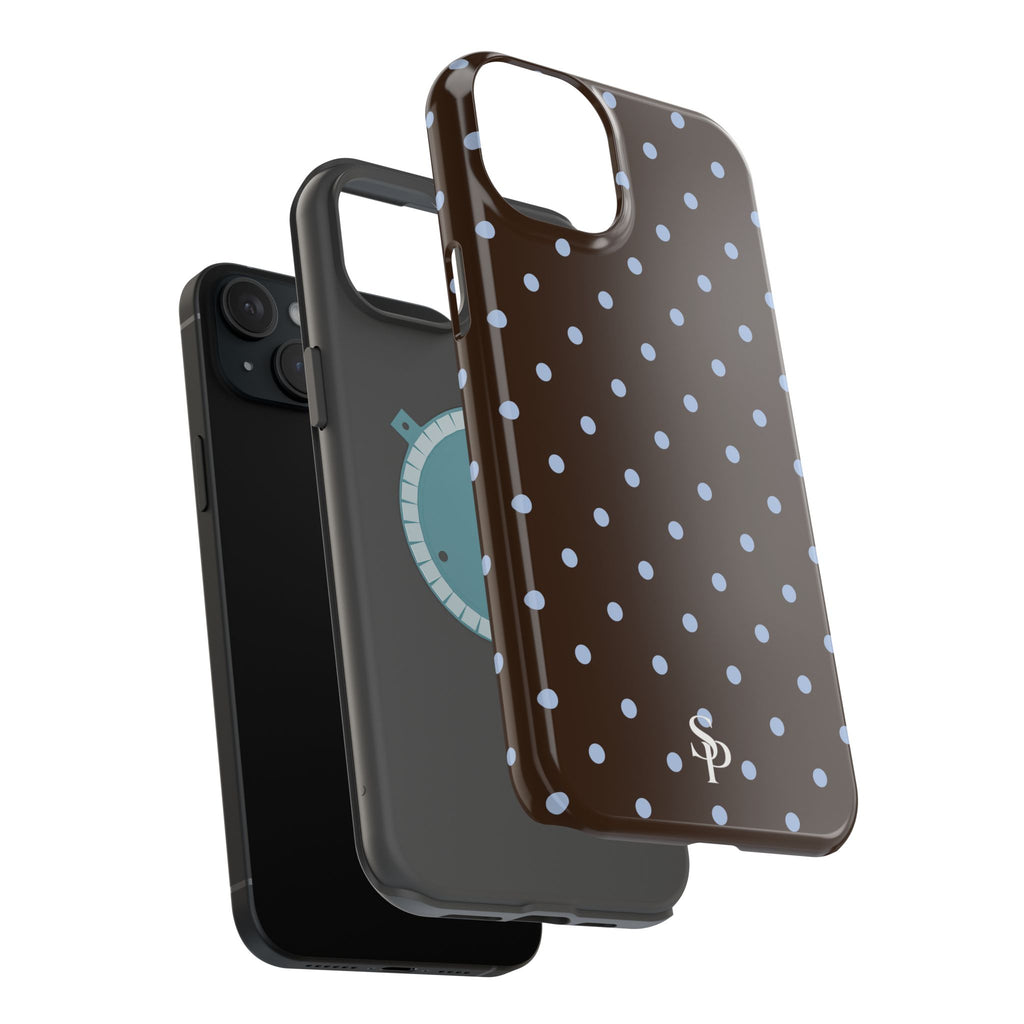 Brown & Light Blue Polka Dot Magnetic Phone Case