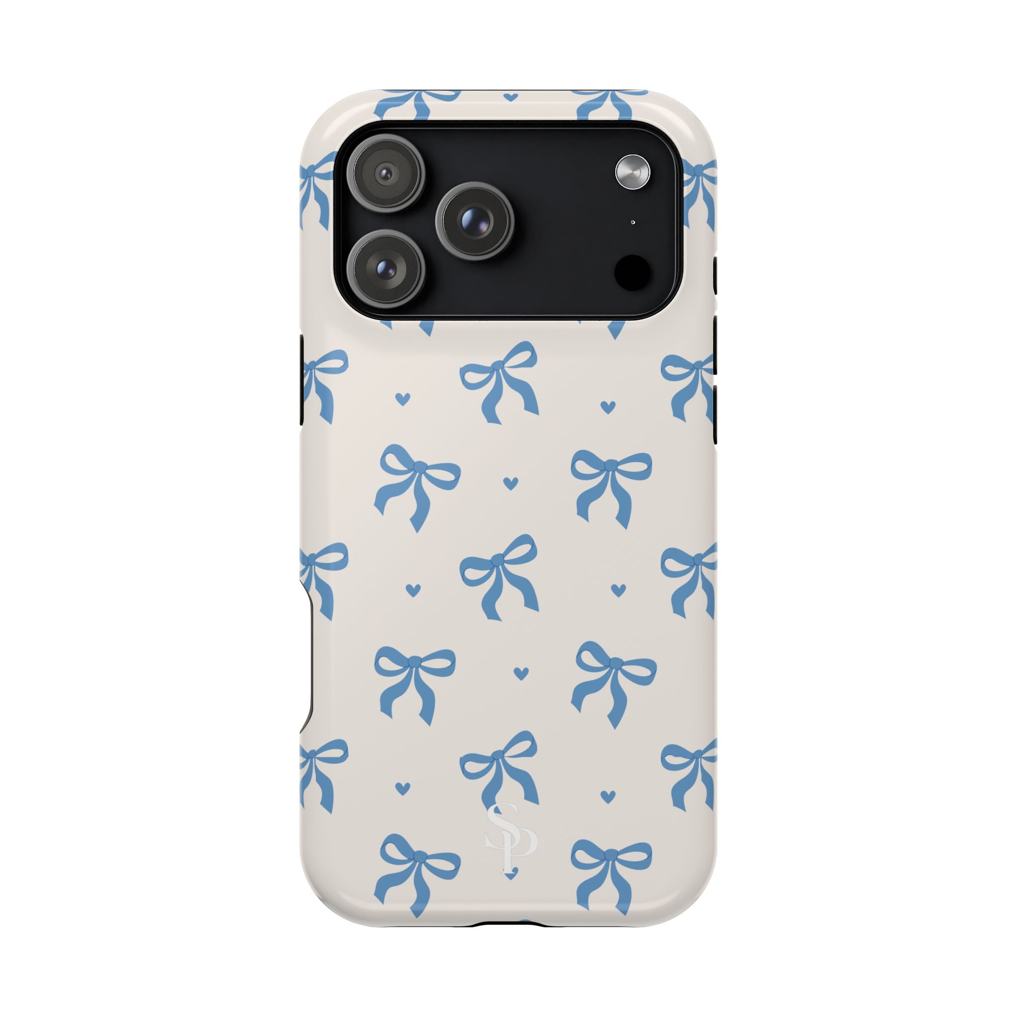 Blue Bow with Small Blue Hearts Magnetic Tough Case