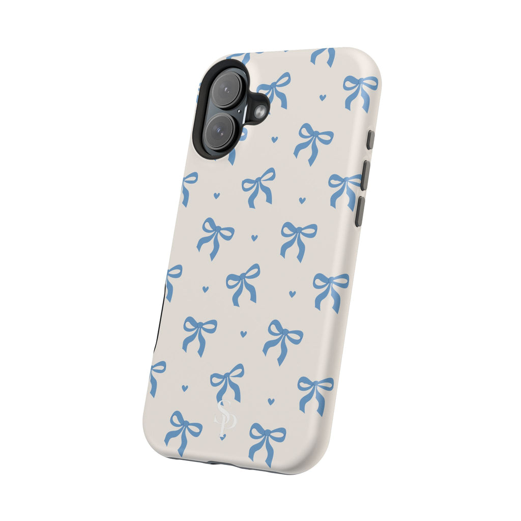 Blue Bow with Small Blue Hearts Magnetic Tough Case