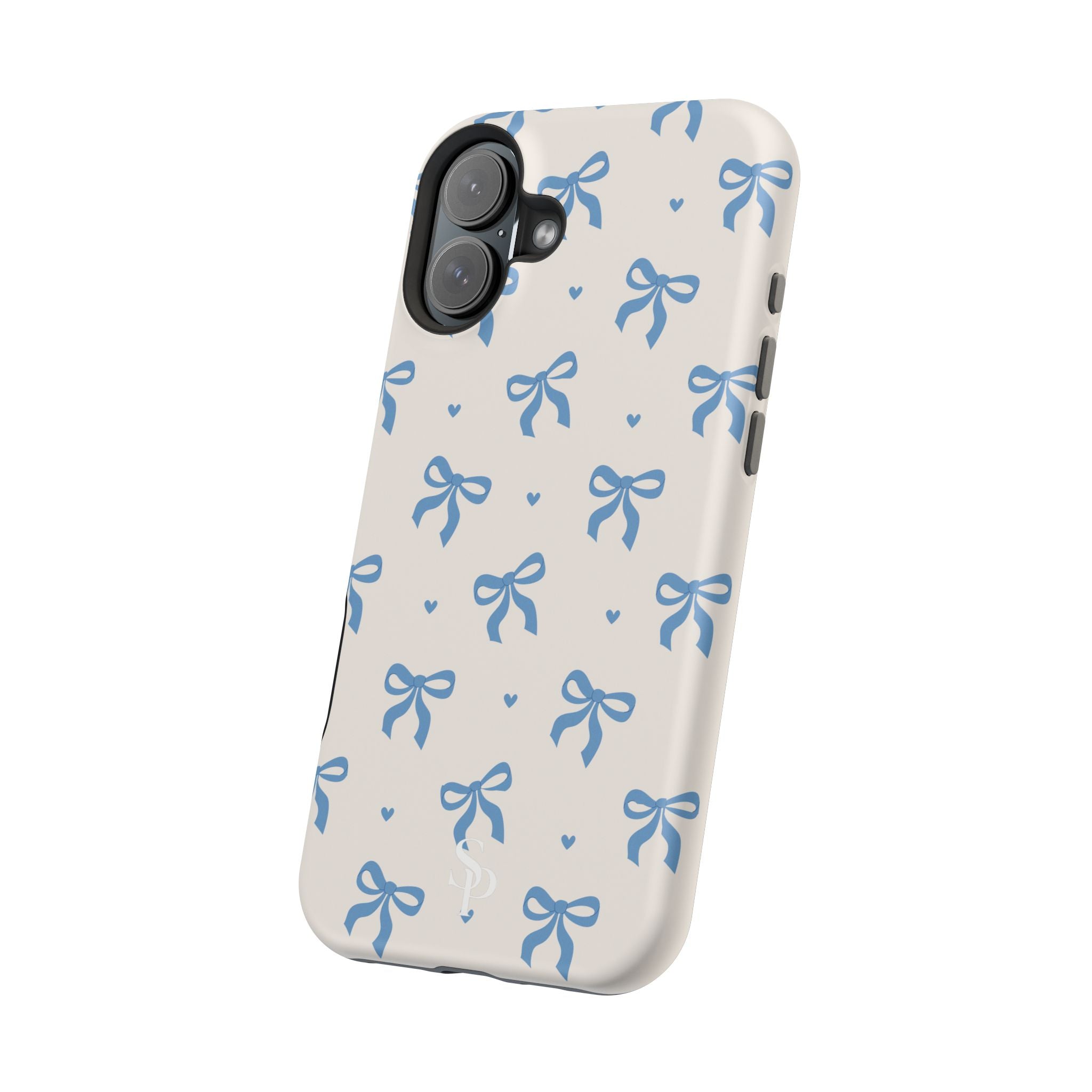 Blue Bow with Small Blue Hearts Magnetic Tough Case