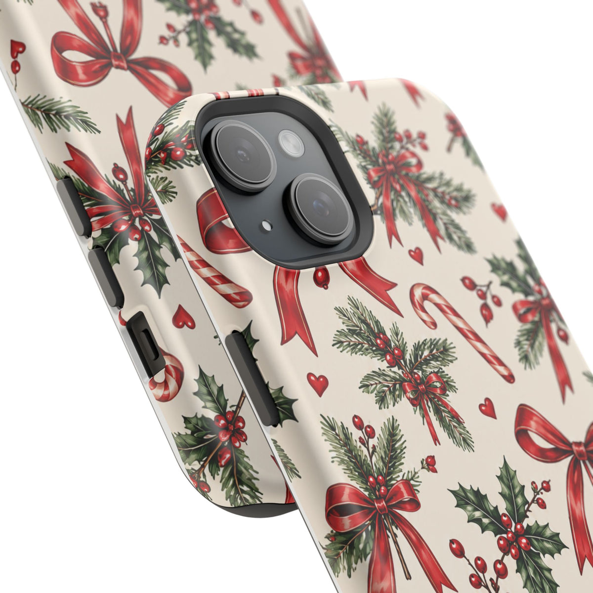 Christmas Candy Cane & Bow Magnetic Phone Case