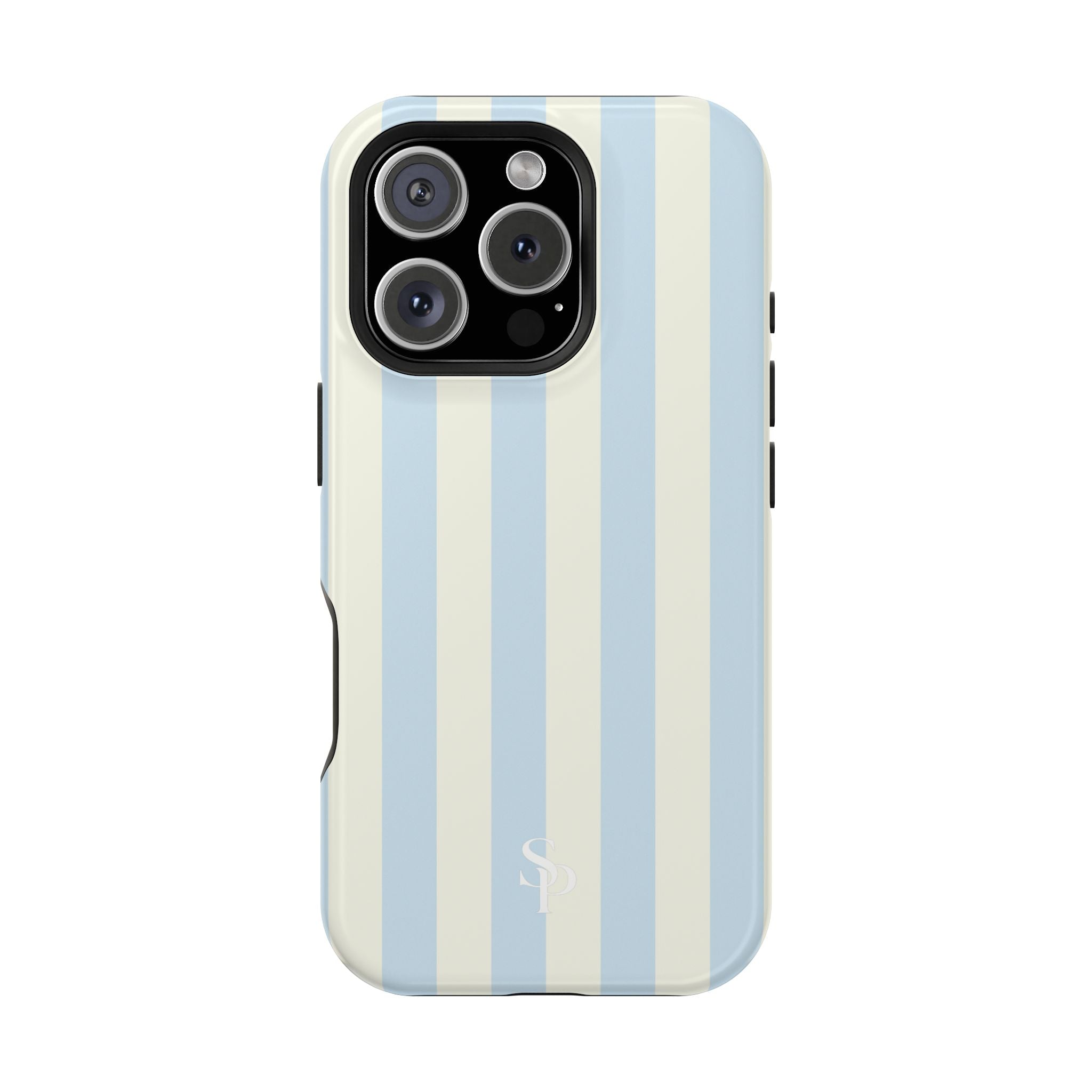 Pastel Blue & Cream Stripe Magnetic Impact-Resistant Phone Case