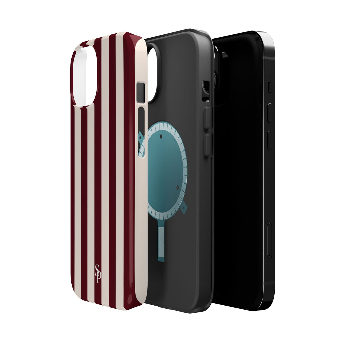 Burgundy Striped Magnetic Phone Case