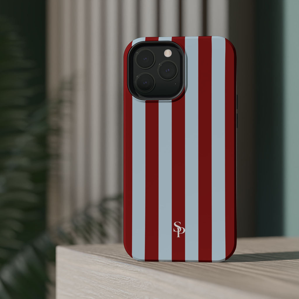 Red & Light Blue Vertical Stripe Magnetic Impact-Resistant Phone Case
