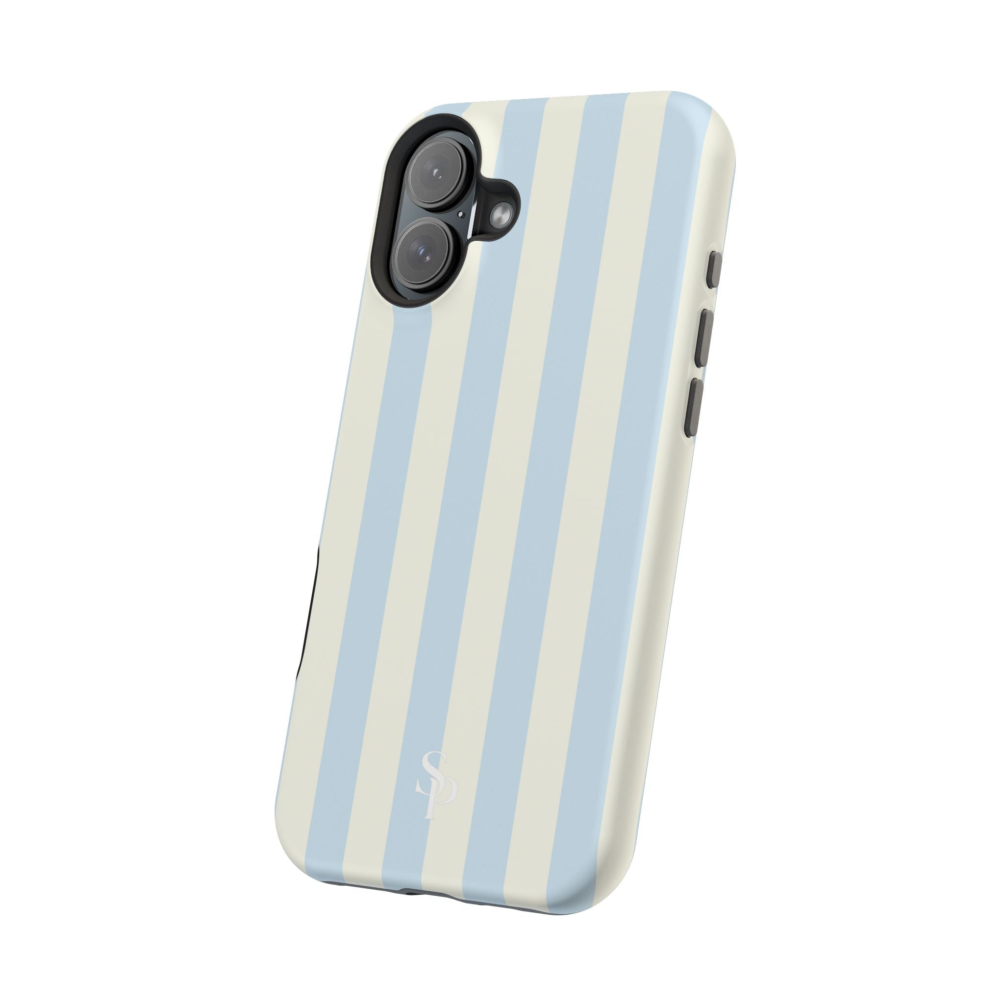 Pastel Blue & Cream Stripe Magnetic Impact-Resistant Phone Case