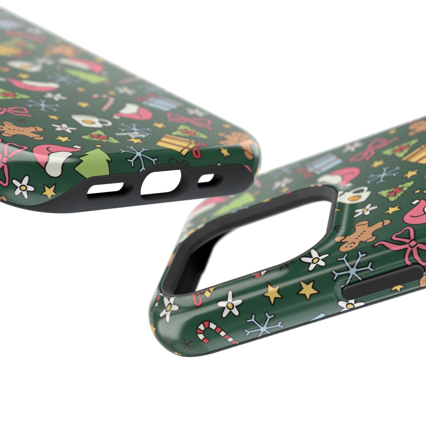 Green Festive Holiday Phone Case - Impact-Resistant Design for Christmas Cheer