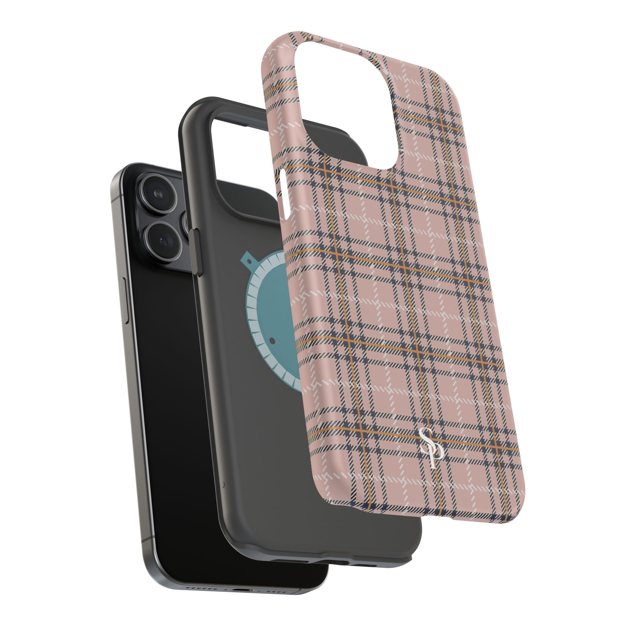 Pink Plaid Magnetic Impact-Resistant Phone Case