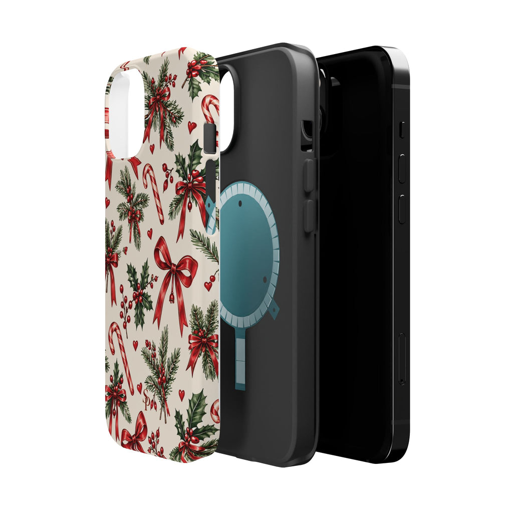 Christmas Candy Cane & Bow Magnetic Phone Case