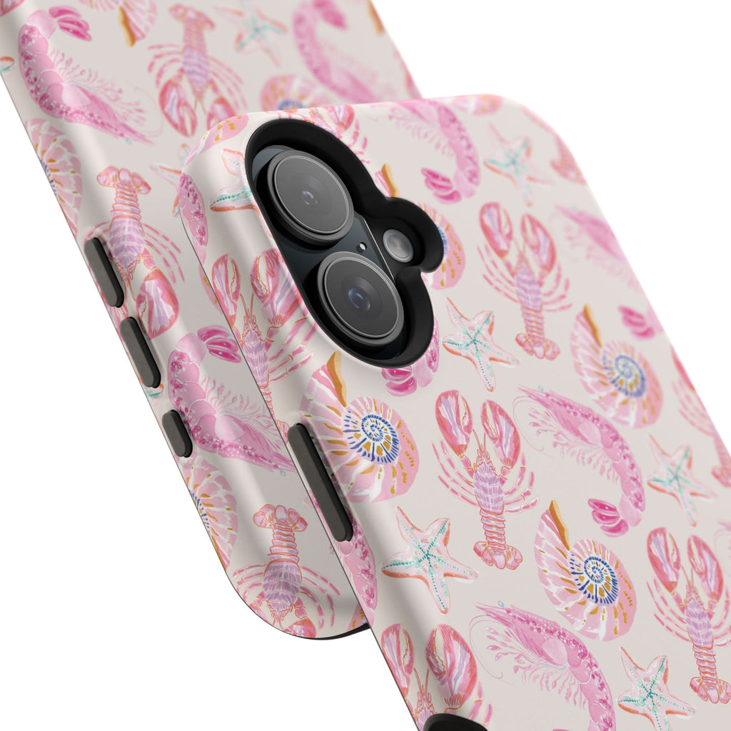 Pink Coastal Shell & Lobster Magnetic Impact-Resistant Phone Case