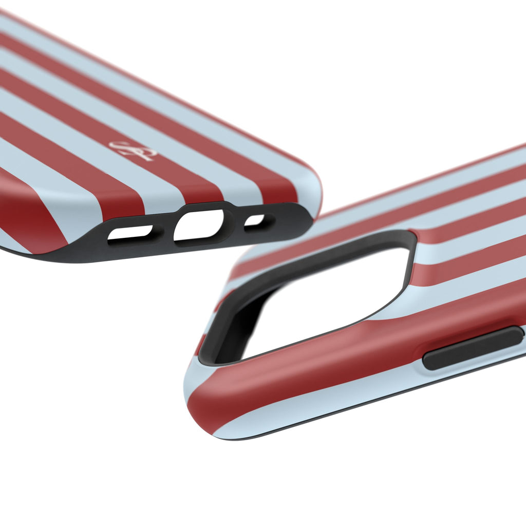 Red & Light Blue Vertical Stripe Magnetic Impact-Resistant Phone Case