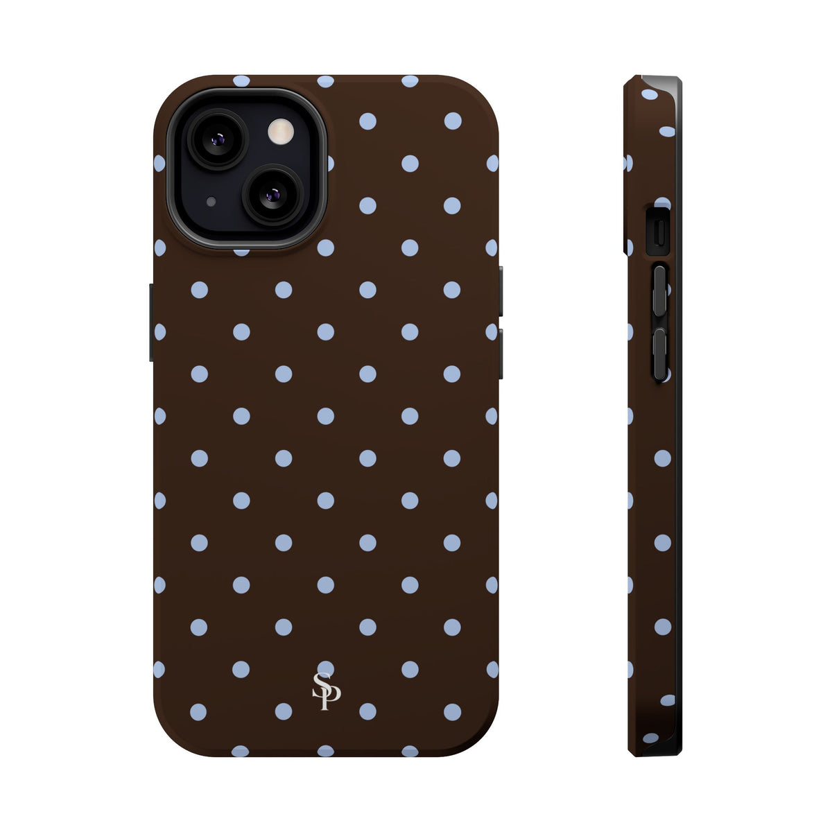 Brown & Light Blue Polka Dot Magnetic Phone Case