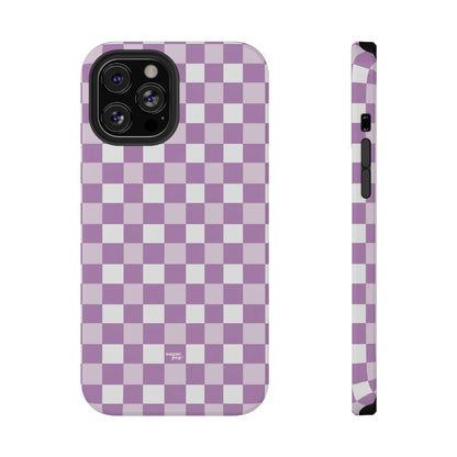 Purple Checkerboard Impact-Resistant Phone Case